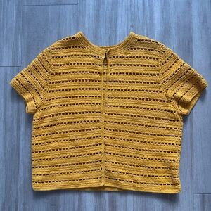 AKRIS Mustard Knit Short Sleeve Cardigan